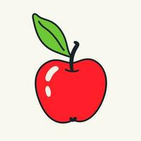 tecknad serie vektor rolig söt komisk tecken, röd äpple.