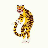 Tiger Vektor Illustration, Karikatur Gelb Tiger - - das Symbol von Chinesisch Neu Jahr. organisch eben Stil Vektor Illustration auf Weiß Hintergrund.