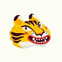 tiger vektor huvud, tecknad serie tiger rolig ansikte på vit bakgrund.