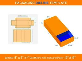 Ärmel Schublade Kasten, Dieline Vorlage,5 x 2 x 1 Zoll, vektor