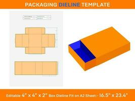 Ärmel Kasten, Dieline Vorlage, 4 x 4 x 2 Zoll, vektor