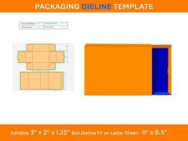 rutschen Kasten, Dieline Vorlage, 3 x 2 x 1,25 Zoll, vektor