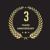 3 år årsdag fester logotyp, vektor och grafisk