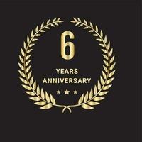 6 år årsdag fester logotyp, vektor och grafisk