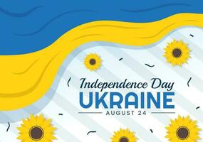 glücklich Ukraine Unabhängigkeit Tag Vektor Illustration auf 24 August mit ukrainisch Flagge Hintergrund im National Urlaub eben Karikatur Hand gezeichnet Vorlagen