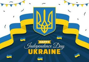 glücklich Ukraine Unabhängigkeit Tag Vektor Illustration auf 24 August mit ukrainisch Flagge Hintergrund im National Urlaub eben Karikatur Hand gezeichnet Vorlagen