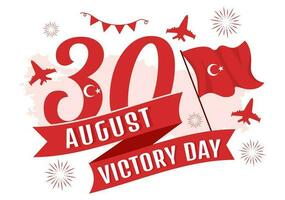 Kalkon seger dag vektor illustration på 30 augusti med zafer bayrami firande i platt tecknad serie hand dragen bakgrund mallar