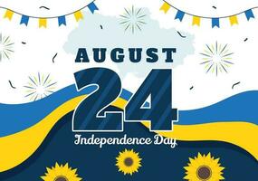 glücklich Ukraine Unabhängigkeit Tag Vektor Illustration auf 24 August mit ukrainisch Flagge Hintergrund im National Urlaub eben Karikatur Hand gezeichnet Vorlagen