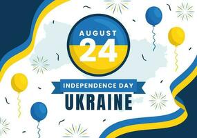 glücklich Ukraine Unabhängigkeit Tag Vektor Illustration auf 24 August mit ukrainisch Flagge Hintergrund im National Urlaub eben Karikatur Hand gezeichnet Vorlagen