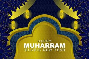 glücklich islamisch Neu Jahr, horizontal Banner Design mit islamisch Hintergrund vektor