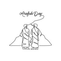 ett kontinuerlig linje teckning av arafah dag. islamic Semester den där falls på de 9:e dag av dhu al-hijjah av de lunar islamic kalender i enkel linjär stil. islamic design begrepp vektor illustration