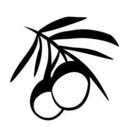 svart oliv gren med frukter. enkel ikon, översikt silhuett isolerat på vit bakgrund. vektor färsk organisk friska naturlig mat. oliv olja logotyp branding design element.