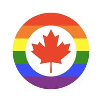 Kanada lgbt Regenbogen Flagge. Stolz Kreis Symbol. lesbisch, Fröhlich Zeichen isoliert auf ein Weiß Hintergrund. vektor