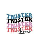 Twister Liebhaber retro Welle T-Shirt Designs bündeln. ebenfalls zum Design zum T-Shirts, Tasche Taschen, Karten, Rahmen Kunstwerk, Telefon Fälle, Taschen, Tassen, Aufkleber, Becher, Drucke, Kissen, usw vektor