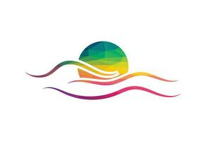 niedrig poly und Ozean Welle Logo Design, Vektor Design Vorlage