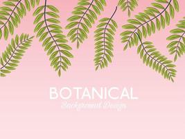 tropiska blad och bokstäver botanisk bakgrundsdesign vektor