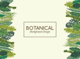 tropische Blätter und botanisches Hintergrunddesign der Beschriftung vektor