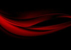 abstrakt slät röd vågor på svart bakgrund vektor