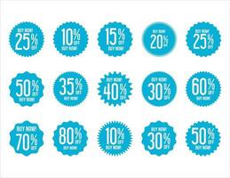 samling av rabatt klistermärke blå pris märka uppsättning vektor illustration