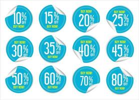 samling av rabatt klistermärke blå pris märka uppsättning vektor illustration