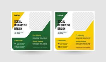 Natur Farben Grün, Gelb, und Weiß Sozial Medien Vorlagen zum organisch Marken vektor