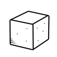 Weiß Würfel Tofu Vektor Symbol Illustration isoliert auf Platz Weiß Hintergrund. einfach eben minimalistisch schwarz umrissen Karikatur Kunst Stil Essen Zeichnung.