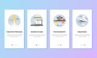Onboarding skärmar för mobil app mallar koncept vektor