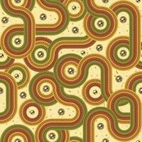 retro 70s geometrisk sömlös mönster med årgång Färg rader med kedjor och guld pärlor. randig abstrakt 1970-talet färgrik bakgrund. gammaldags design. vektor