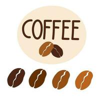 Kaffee Bohnen. Beschriftung, Körner von anders Braten. perfekt zum Logo, Poster, Speisekarte. Hand gezeichnet Vektor Illustration