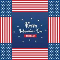 Lycklig amerikan oberoende dag bakgrund, med flagga dekoration. vektor design för baner, hälsning kort, broschyr, webb, social media.