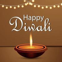 glückliche diwali Feiergrußkarte des indischen Festivals mit diwali diya vektor