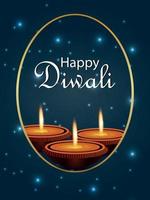 Fröhlicher Diwali-Feier-Flyer mit Diwali-realistischem Diya vektor