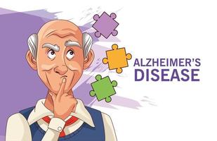 alter alzheimerpatient mit puzzleteilen vektor