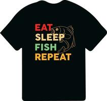 Essen Schlaf Fisch wiederholen Typografie Angeln T-Shirt Design. Angeln Kleider Typografie T-Shirt Design. vektor