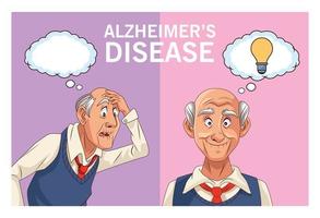 Alte Männer Patienten mit Alzheimer-Krankheit mit Sprechblase und Glühbirne vektor