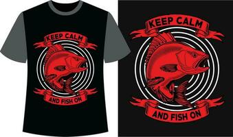 fiske svart t-shirt design vektor. fiske vektor