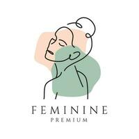 Logo Linie Kunst Frauen Schönheit kosmetisch Salon und Spa feminin Schönheit Pflege Vektor Symbol Symbol minimalistisch Design Illustration