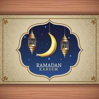 Ramadan Kareem Feier mit hängenden Laternen und Mond vektor
