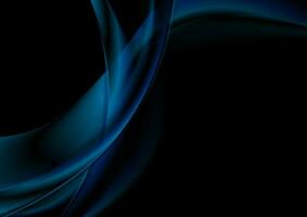 abstrakt slät blå vågor på svart bakgrund vektor