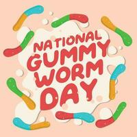 National Gummi Wurm Tag Design Vorlage zum Feier. Gummi Vektor Illustration. eben Gummi Wurm Süßigkeiten Vektor Design.