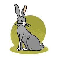 eben Vektor Illustration von ein grau Hase. wild Wald Tier, Einwohner von das Taiga, isoliert auf ein Weiß Hintergrund. fleischfressend Säugetier, Tierwelt, Traber Hase.