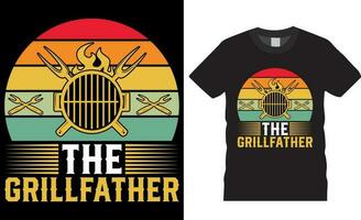 das Grill Vater Papa Grill Grill retro Jahrgang T-Shirt Design Vektor Vorlage.