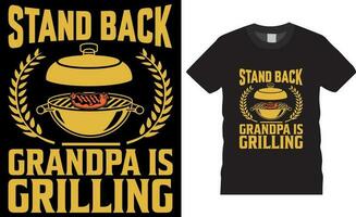 stå tillbaka morfar är grillning familj bbq rolig t-shirt design vektor mall.ställ tillbaka morfar är grillning