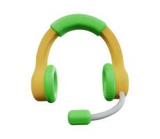 3d machen Kopfhörer mit Mikrofon Symbol zum Netz und App im Gelb und Grün Farbe vektor