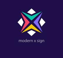 modern Kreuz Richtung Zeichen Logo Design. einzigartig Design Farbe Übergänge. einzigartig geometrisch x Logo Vorlage. Vektor
