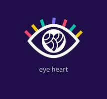 kreativ öga och hjärta logotyp design. unik design Färg övergångar. unik kärlek öga logotyp mall. vektor