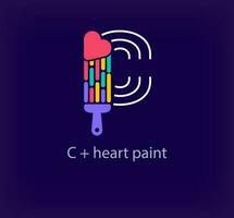 kreativ Brief c Herz Farbe Logo. einzigartig Farbe Übergänge. einzigartig linear Brief ein Färbung Brief c Logo Vorlage. Vektor