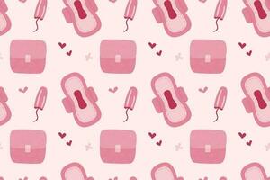 mönster av feminin hygien Produkter. menstruations- dynor, tamponger i platt stil. vektor