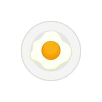 gebraten Ei auf Teller Vektor Illustration. sonnig Seite oben gebraten Ei mit hell Gelb Joch. Omelett zum Frühstück eben Design