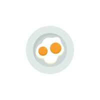 gebraten Ei auf Teller Vektor Illustration. sonnig Seite oben gebraten Ei mit hell Gelb Joch. Omelett zum Frühstück eben Design